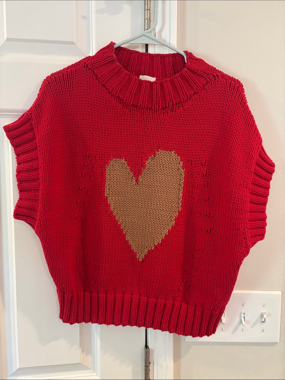 Maeve sweater. Fun red with heart. Minimal wear. Size medium